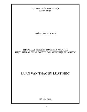 Luận văn thạc sĩ vnu ls pháp luật về kiểm toán nhà nước và thực tiễn áp dụng đối với doanh nghiệp nhà nước
