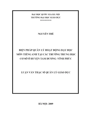 Luận văn thạc sĩ vnu ued biện pháp quản lý hoạt động dạy học môn tiếng anh tại các trường trung học cơ sở ở huyện tam dương vĩnh phúc