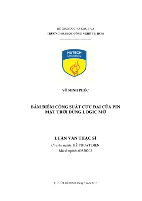 Luận văn thạc sĩ bám điểm công suất cực đại của pin mặt trời dùng logic mờ