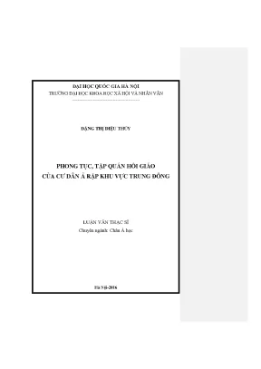 Luận văn thạc sĩ ussh phong tục tập quán hồi giáo của cư dân ả rập khu vực trung đông luận văn ths khu vực học và văn hoá học 60 31 06