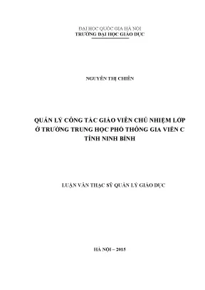 Luận văn thạc sĩ vnu ued quản lý công tác giáo viên chủ nhiệm lớp ở trường trung học phổ thông gia viễn c tỉnh ninh bình