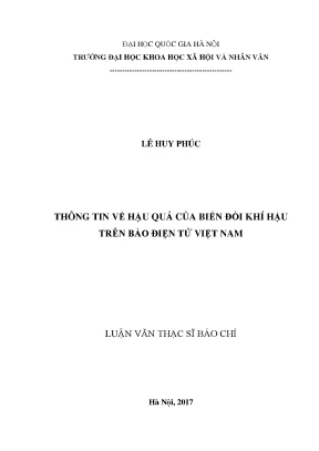 Luận văn thạc sĩ ussh thông tin về hậu quả của biến đổi khí hậu trên báo điện tử việt nam
