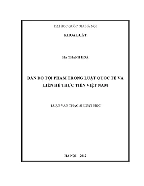 Luận văn thạc sĩ vnu ls dẫn độ tội phạm trong luật quốc tế và liên hệ thực tiễn việt nam