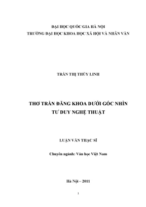 Luận văn thạc sĩ ussh thơ trần đăng khoa dưới góc nhìn tư duy nghệ thuật