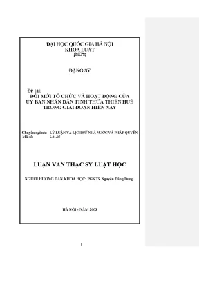 Luận văn thạc sĩ vnu ls đổi mới tổ chức và hoạt động của uỷ ban nhân dân tỉnh thừa thiên huế trong giai đoạn hiện nay luận văn ths luật 60 38 01