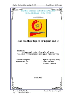 Luận văn báo cáo tổ chức công tác kế toán tại công ty tnhh titan hoa hằng thái nguyên