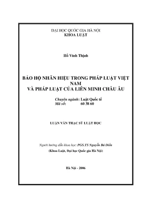 Luận văn thạc sĩ vnu ls bảo hộ nhãn hiệu trong pháp luật việt nam và pháp luật của liên minh châu âu