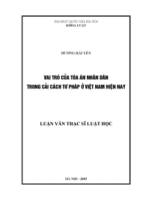 Luận văn thạc sĩ vnu ls vai trò của tòa án nhân dân trong cải cách tư pháp ở việt nam hiện nay