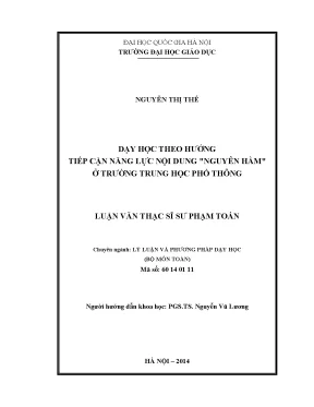 Luận văn thạc sĩ vnu ued dạy học theo hướng tiếp cận năng lực nội dung nguyên hàm ở trường trung học phổ thông