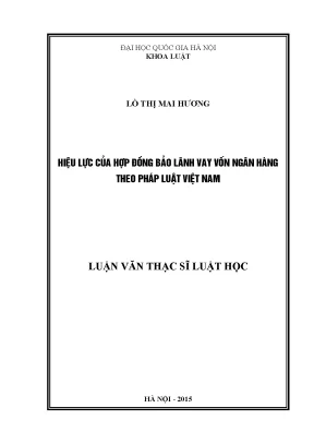 Luận văn thạc sĩ vnu ls hiệu lực của hợp đồng bảo lãnh vay vốn ngân hàng theo pháp luật việt nam