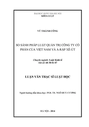 Luận văn thạc sĩ vnu ls so sánh pháp luật quản trị công ty cổ phần của việt nam và ả rập xê út 07