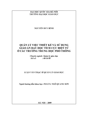 Luận văn thạc sĩ vnu ued quản lý việc thiết kế và sử dụng giáo án dạy học tích cực điện tử ở các trường trung học phổ thông