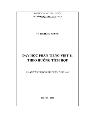 Luận văn thạc sĩ vnu ued dạy học phần tiếng việt lớp 11 theo hướng tích hợp