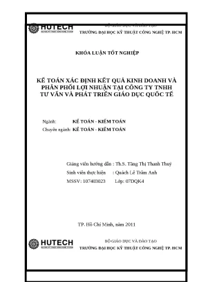 Luận văn kế toán xác định kết quả kinh doanh và phân phối lợi nhuận tại công ty tnhh