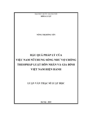 Luận văn thạc sĩ vnu ls hậu quả pháp lý của việc nam nữ chung sống như vợ chồng theo pháp luật hôn nhân và gia đình việt nam hiện hành