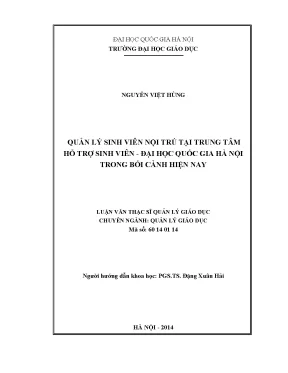Luận văn thạc sĩ vnu ued quản lý sinh viên nội trú tại trung tâm hỗ trợ sinh viên đại học quốc gia hà nội trong bối cảnh hiện nay