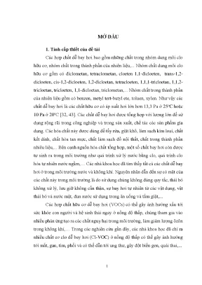 Luận án tiến sĩ hus nghiên cứu chế tạo cột vi chiết mao quản hở để xác định một số chất cơ clo dễ bay hơi trong môi trường nước