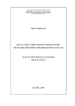 Luận văn thạc sĩ vnu ued quản lý phát triển chương trình giáo dục trung học phổ thông theo định hướng năng lực
