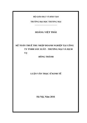 Luận văn kế toán thuế thu nhập doanh nghiệp tại công ty tnhh sản xuất thương mại và dịch vụ