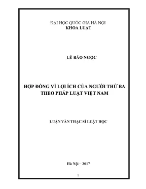 Luận văn thạc sĩ vnu ls hợp đồng vì lợi ích của người thứ ba theo pháp luật việt nam