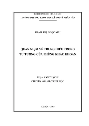 Luận văn thạc sĩ ussh quan niệm về trung hiếu trong tư tưởng của phùng khắc khoan