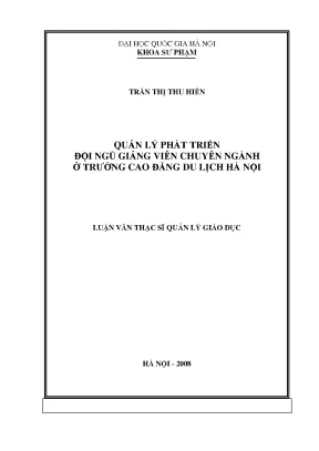 Luận văn thạc sĩ vnu ued quản lý phát triển đội ngũ giảng viên chuyên ngành ở trường cao đẳng du lịch hà nội