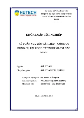 Luận văn kế toán nguyên vật liệu công cụ dụng cụ tại công ty tnhh xd tm cao minh