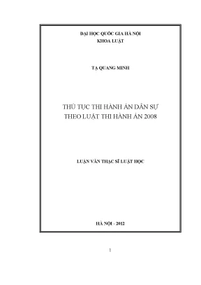 Luận văn thạc sĩ vnu ls thủ tục thi hành án dân sự theo luật thi hành án 2008