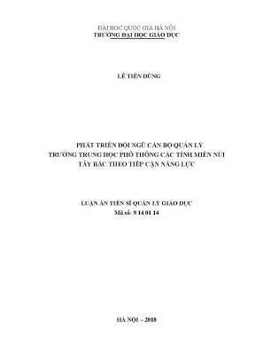 Luận văn thạc sĩ vnu ued phát triển đội ngũ cán bộ quản lý trường trung học phổ thông các tỉnh miền núi tây bắc theo tiếp cận năng lực