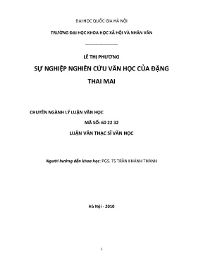Luận văn thạc sĩ ussh sự nghiệp nghiên cứu văn học của đặng thai mai