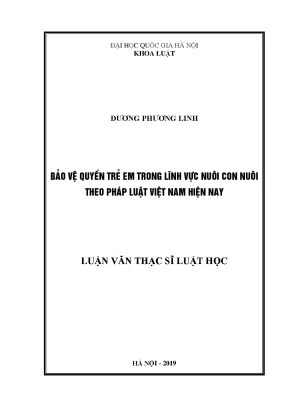 Luận văn thạc sĩ vnu ls bảo vệ quyền trẻ em trong lĩnh vực nuôi con nuôi theo pháp luật việt nam hiện nay