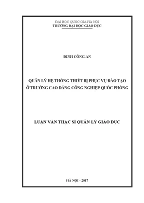 Luận văn thạc sĩ vnu ued quản lý hệ thống thiết bị phục vụ đào tạo ở trường cao đẳng công nghiệp quốc phòng