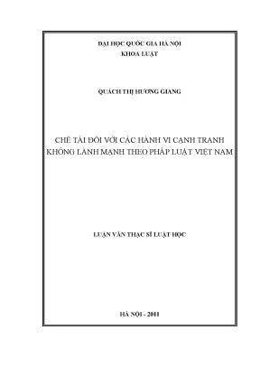 Luận văn thạc sĩ vnu ls chế tài đối với các hành vi cạnh tranh không lành mạnh theo pháp luật việt nam