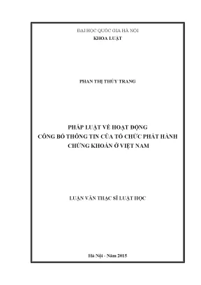 Luận văn thạc sĩ vnu ls pháp luật về hoạt động công bố thông tin của tổ chức phát hành chứng khoán ở việt nam 07