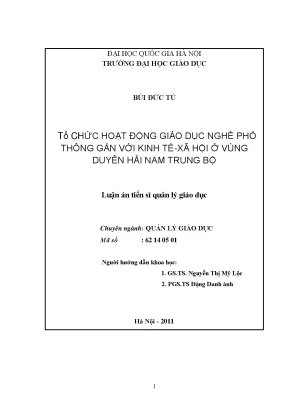 Luận văn thạc sĩ vnu ued tổ chức hoạt động giáo dục nghề phổ thông gắn với kinh tế xã hội ở vùng duyên hải nam trung bộ luận án ts giáo dục học 60 14 05 01