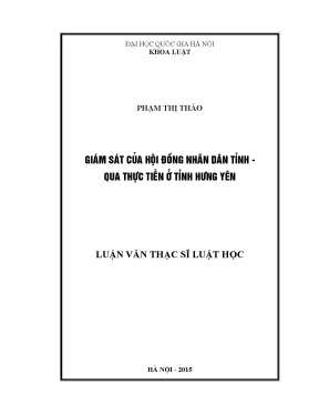 Luận văn thạc sĩ vnu ls giám sát của hội đồng nhân dân tỉnh qua thực tiễn ở tỉnh hưng yên