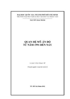 Luận văn thạc sĩ ussh quan hệ mỹ ấn độ từ năm 1991 đến nay