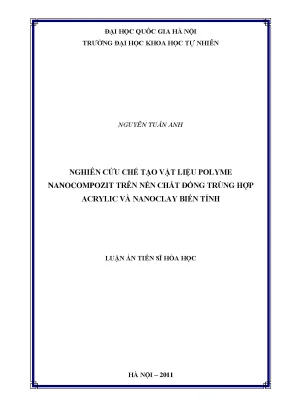 Luận án tiến sĩ hus nghiên cứu chế tạo vật liệu polyme nanocompozit trên nền chất đồng trùng hợp acrylic và nanoclay biến tính