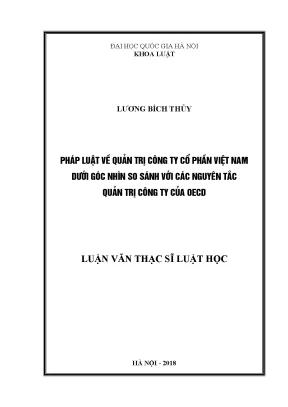 Luận văn thạc sĩ vnu ls pháp luật quản trị công ty cổ phần việt nam dưới góc nhìn so sánh với các nguyên tắc quản trị công ty của oecd