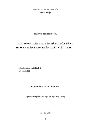 Luận văn thạc sĩ vnu ls hợp đồng vận chuyển hàng hóa bằng đường biển theo pháp luật việt nam
