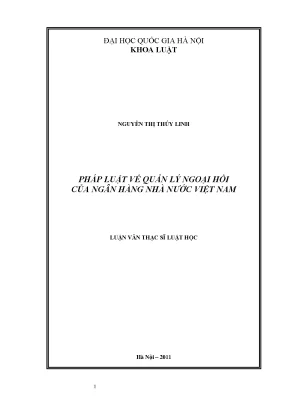 Luận văn thạc sĩ vnu ls pháp luật về quản lý ngoại hối của ngân hàng nhà nước việt nam