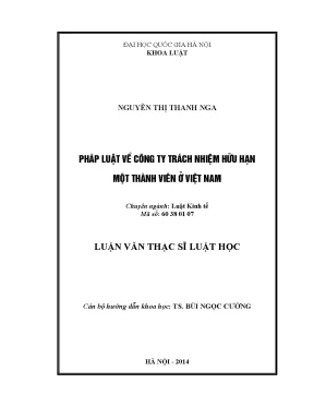 Luận văn thạc sĩ vnu ls pháp luật về công ty trách nhiệm hữu hạn một thành viên ở việt nam 07
