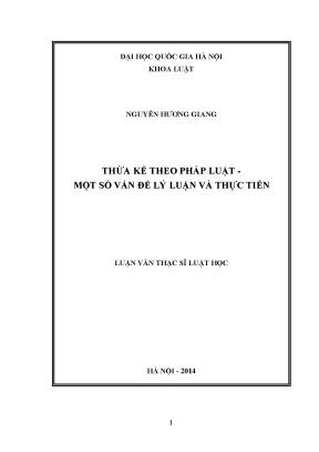 Luận văn thạc sĩ vnu ls thừa kế theo pháp luật một số vấn đề lý luận và thực tiễn