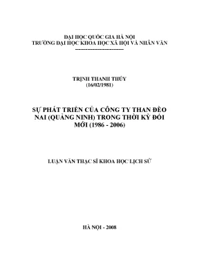 Luận văn thạc sĩ ussh sự phát triển của công ty than đèo nai quảng ninh trong thời kỳ đổi mới 1986 2006
