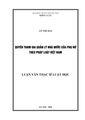 Luận văn thạc sĩ vnu ls quyền tham gia quản lý nhà nước của phụ nữ theo pháp luật việt nam