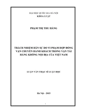 Luận văn thạc sĩ vnu ls trách nhiệm dân sự do vi phạm hợp đồng vận chuyển hành khách trong vận tải hàng không nội địa của việt nam 03