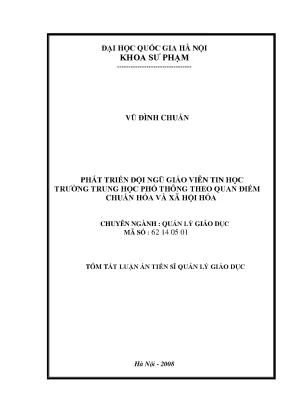 Luận văn thạc sĩ vnu ued phát triển đội ngũ giáo viên tin học trường trung học phổ thông theo quan điểm chuẩn hóa và xã hội hóa