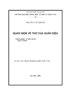 Luận văn thạc sĩ ussh quan niệm về thơ của xuân diệu