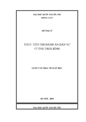 Luận văn thạc sĩ vnu ls thực tiễn thi hành án dân sự ở tỉnh thái bình