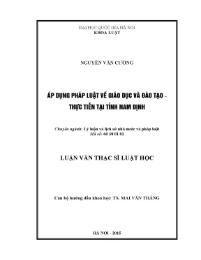 Luận văn thạc sĩ vnu ls áp dụng pháp luật về giáo dục và đào tạo thực tiễn tại tỉnh nam định
